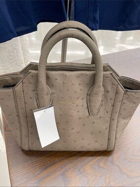 Diane von Furstenberg Ostrich-Embossed Satchel Handbag mini